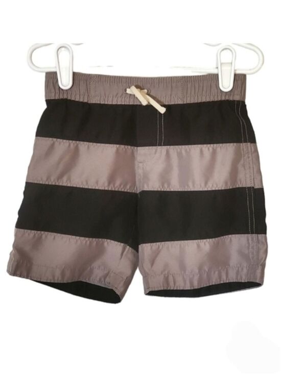 GAP Other - K1187 * Baby Gap Boys Wide Striped Swin Trunks Skull Black Gray Size 18-24M